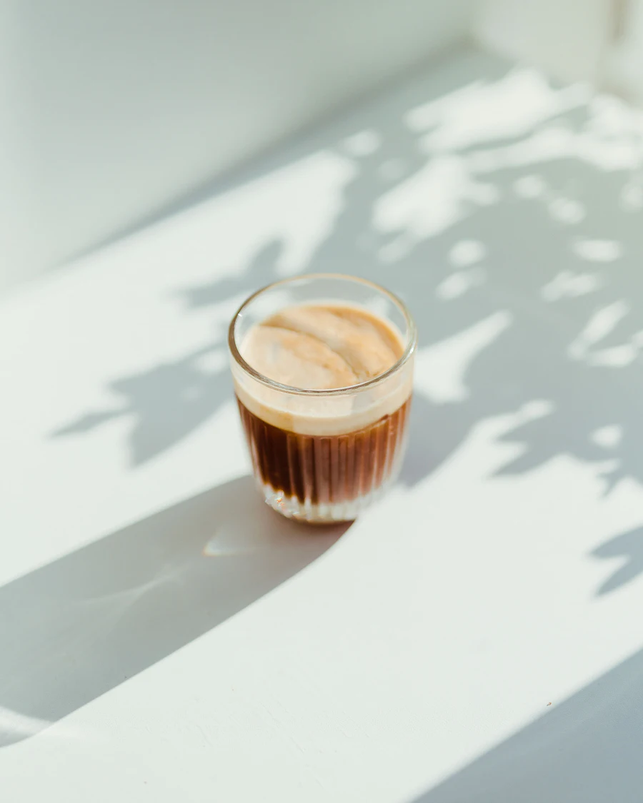 Espresso over ice in a small glass